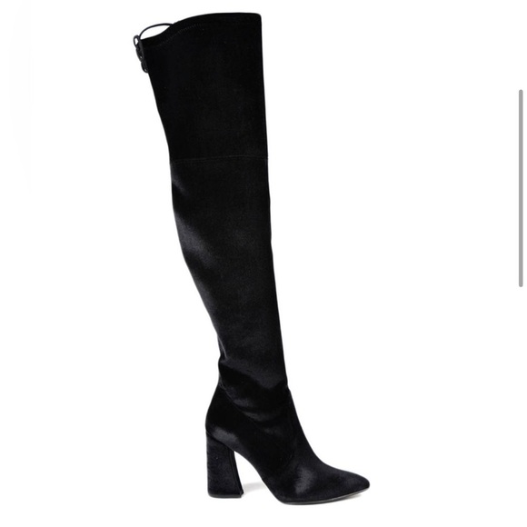 Stuart Weitzman Funland Velvet Black OTK Over The Knee Boots - Picture 5 of 16